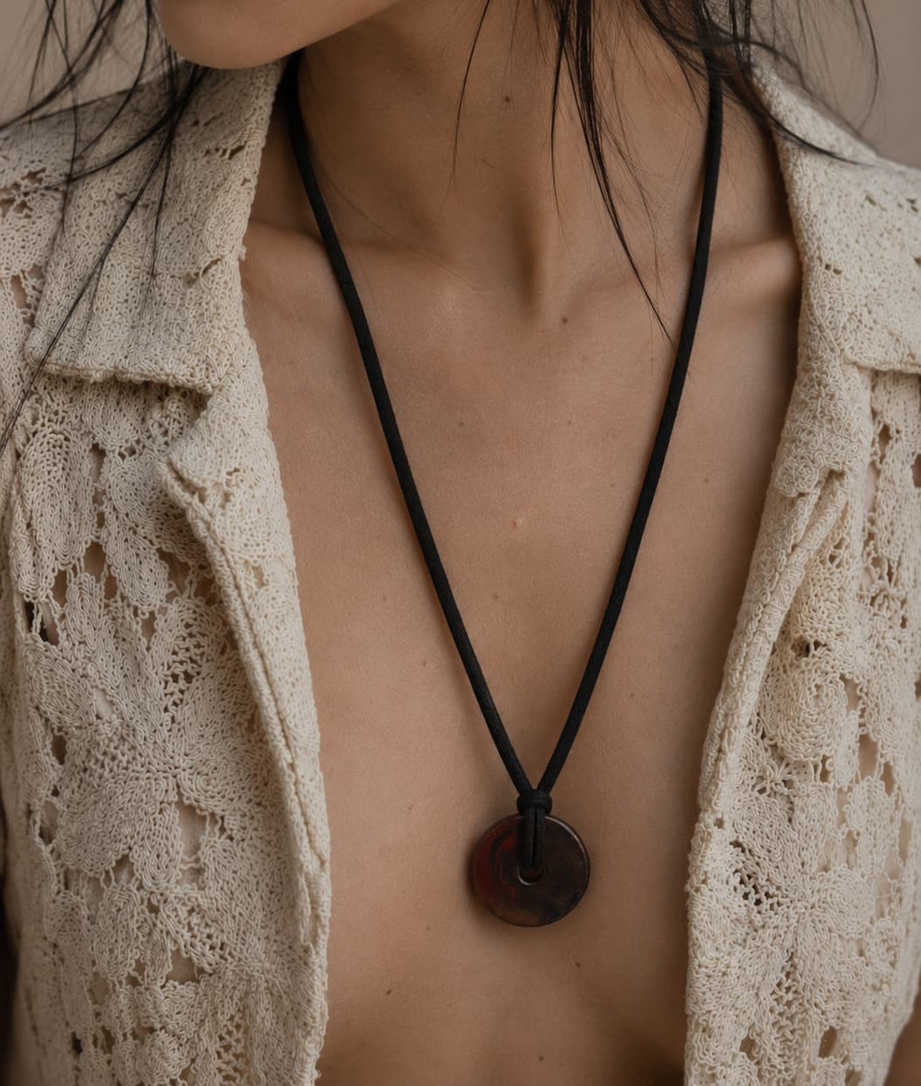 Black Round Pendant