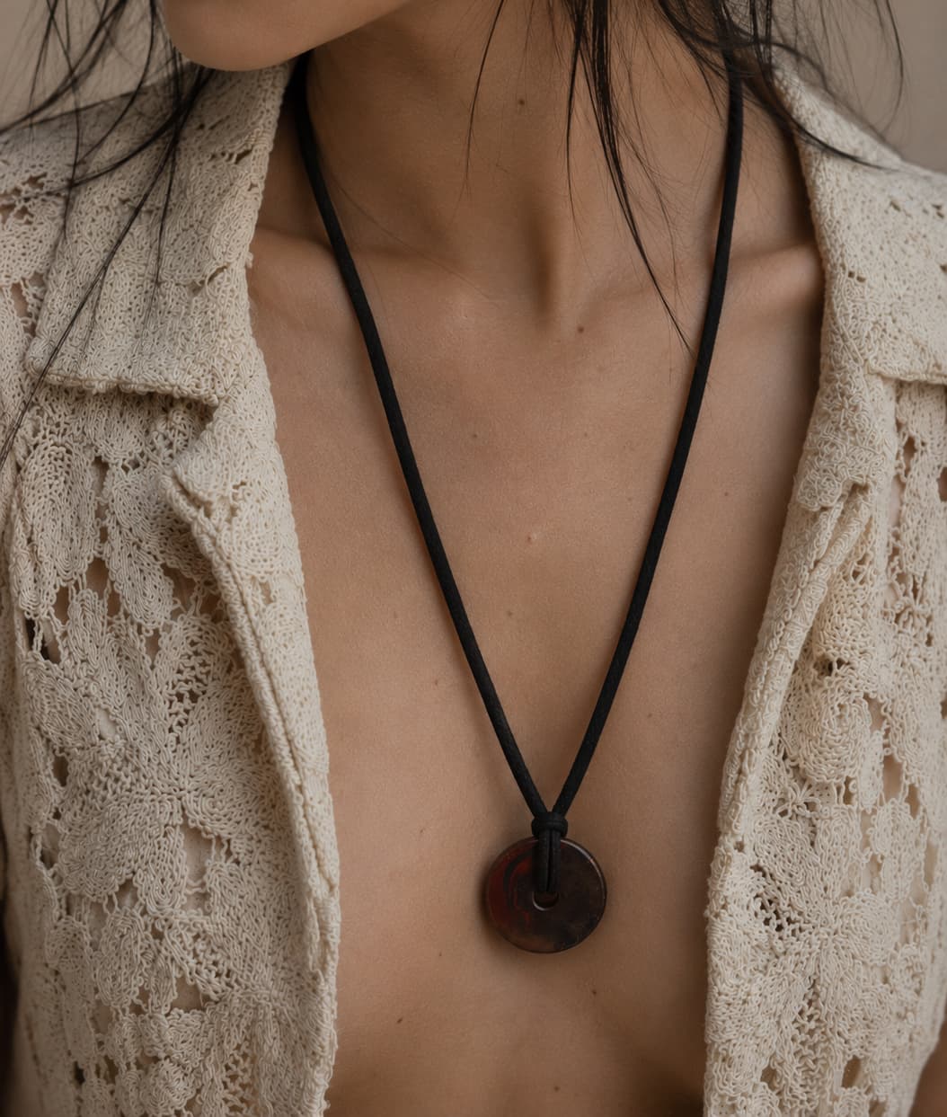 Black Round Pendant