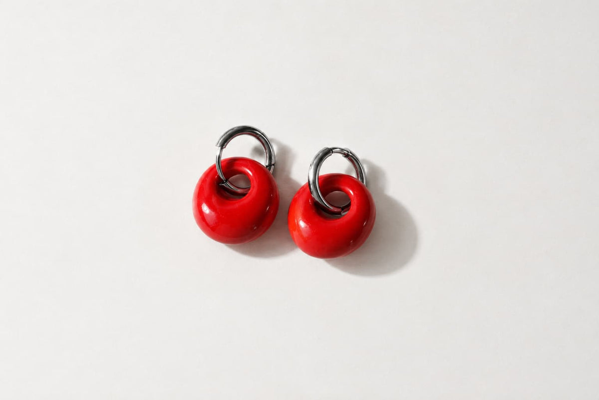 Red Mini Hoop Earrings