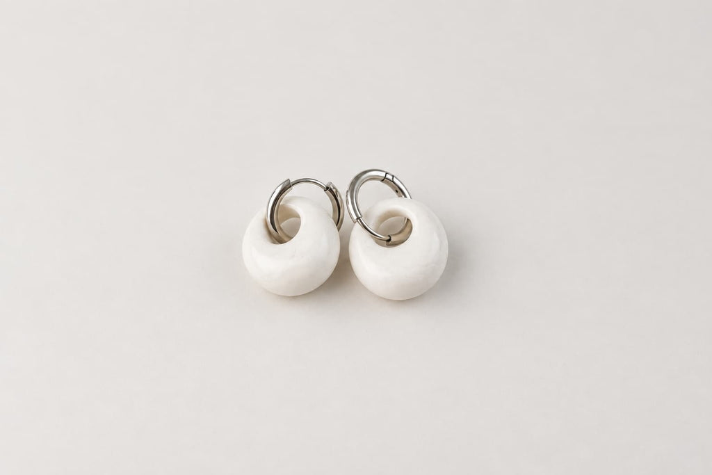 White Mini Hoop Earrings