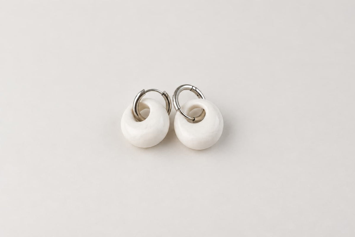 White Mini Hoop Earrings