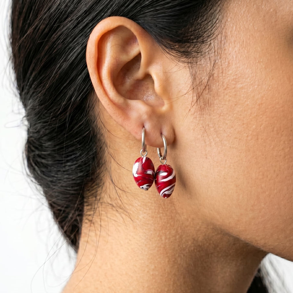 Oval Marble Earrings