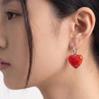 Pink Heart Marble Earrings