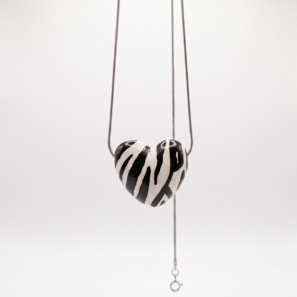 Zebra heart pendant