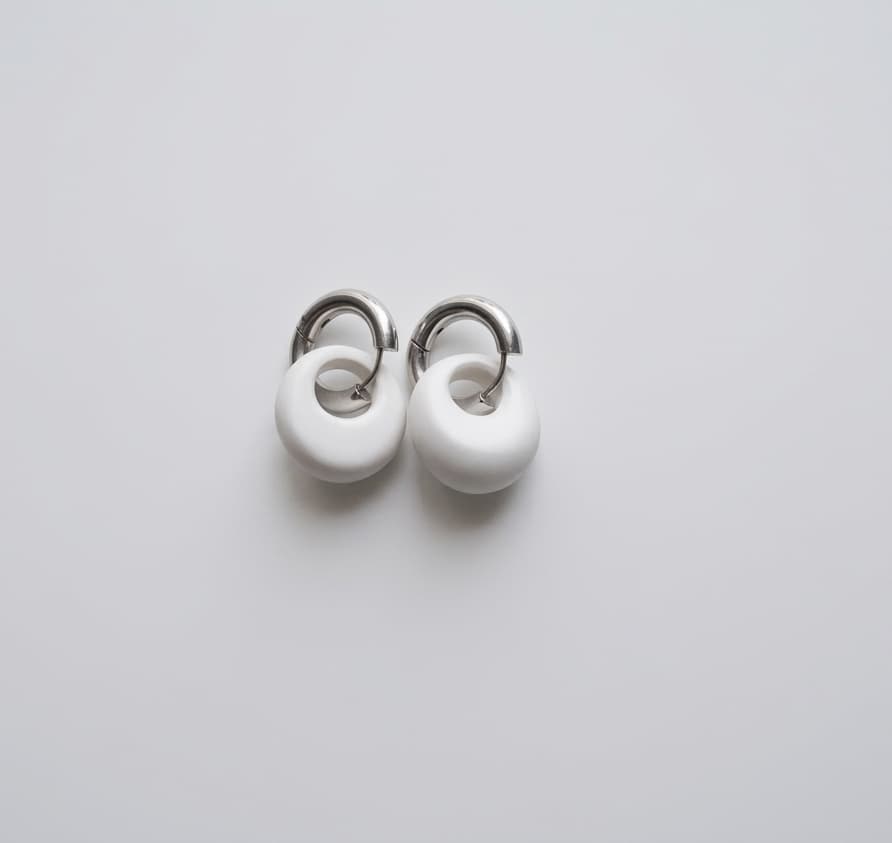 White Mini Hoop Earrings