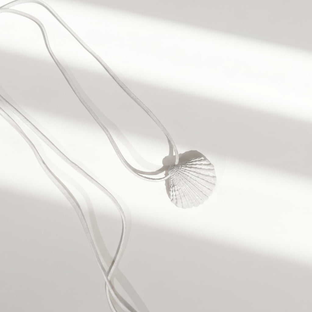 White velvet seashell  pendant