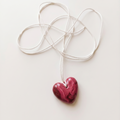 Pink Heart chord necklace