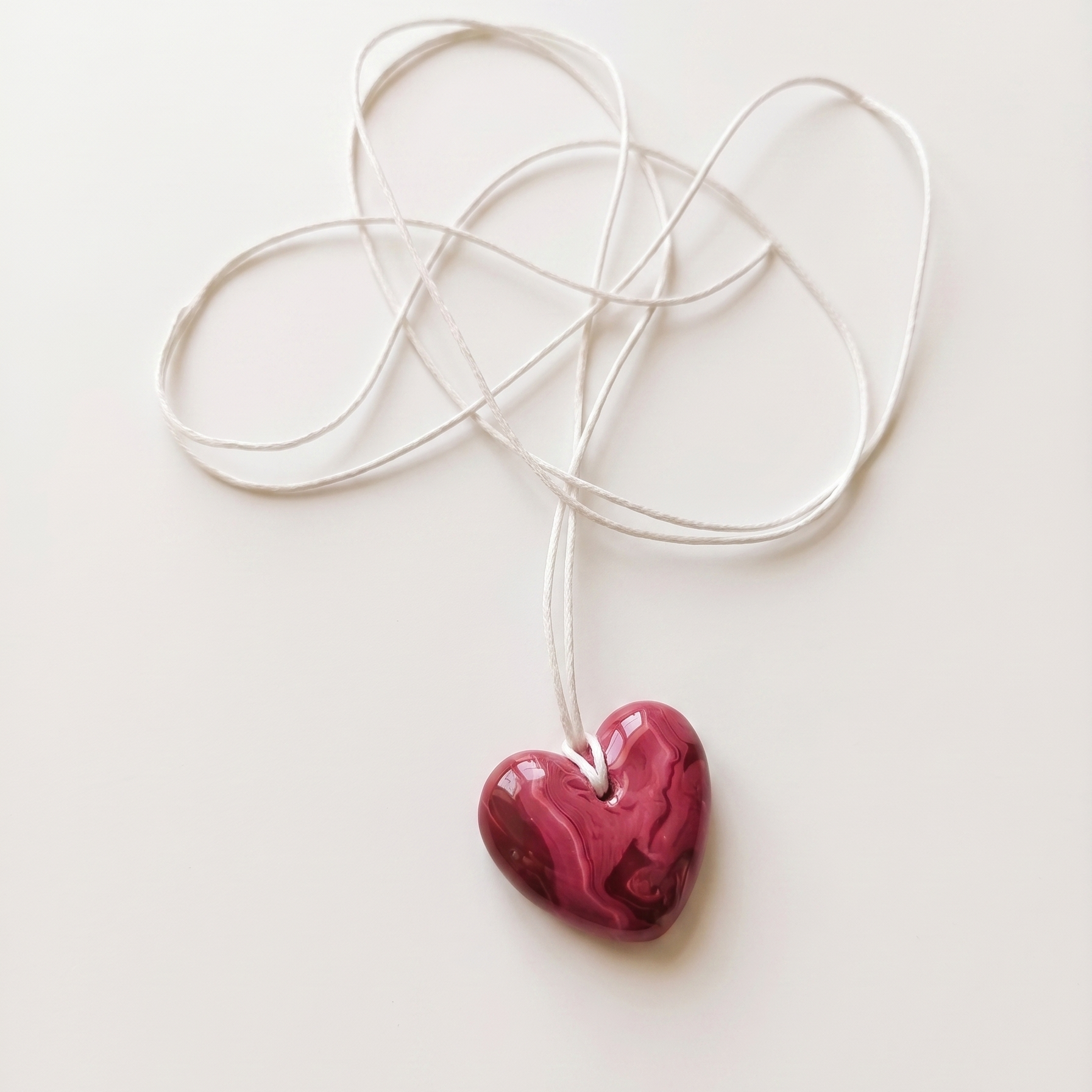 Pink Heart chord necklace