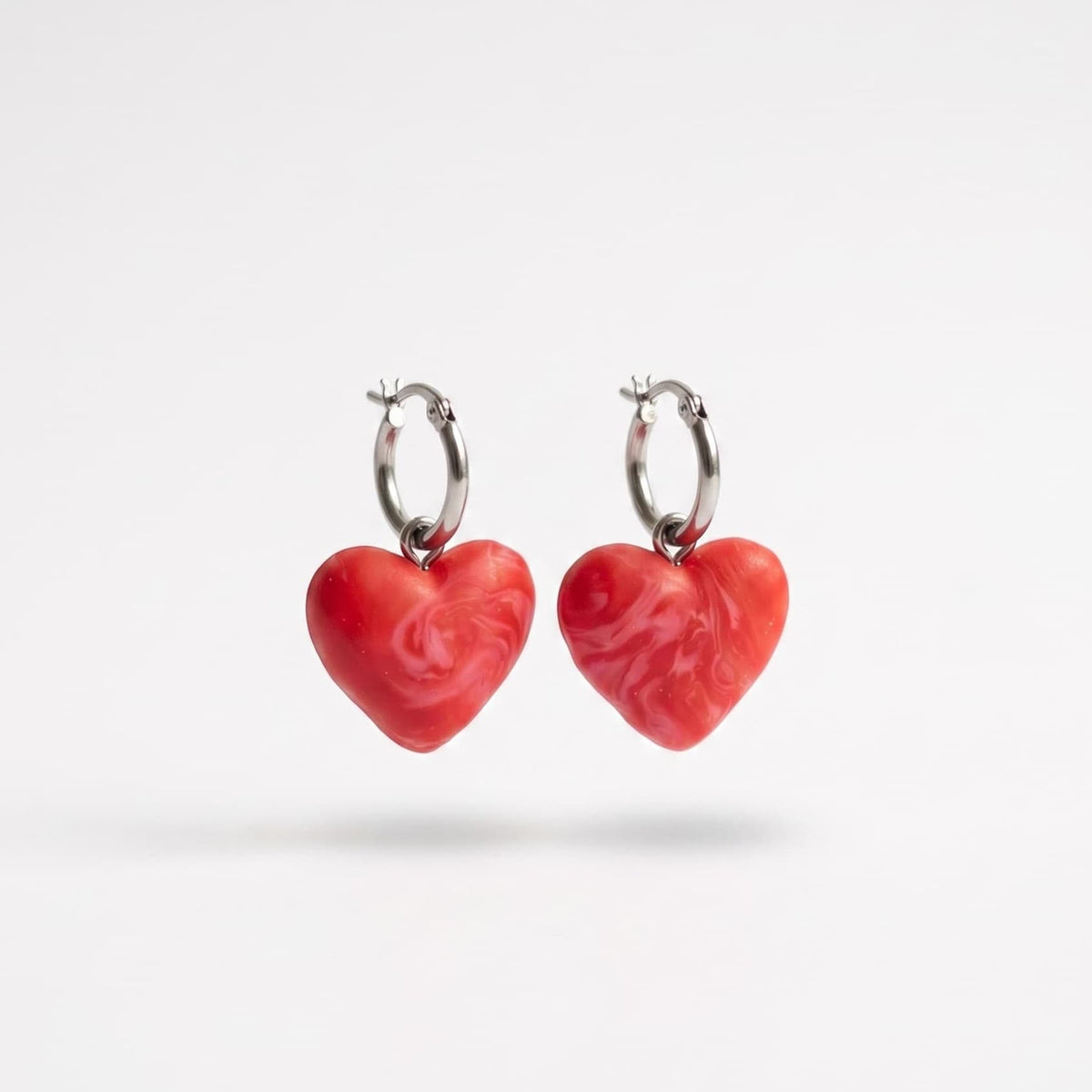 Pink Heart Marble Earrings