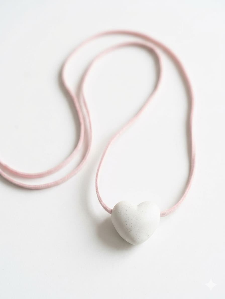 White Glitter heart pendant