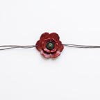 Red flower choker chord necklace