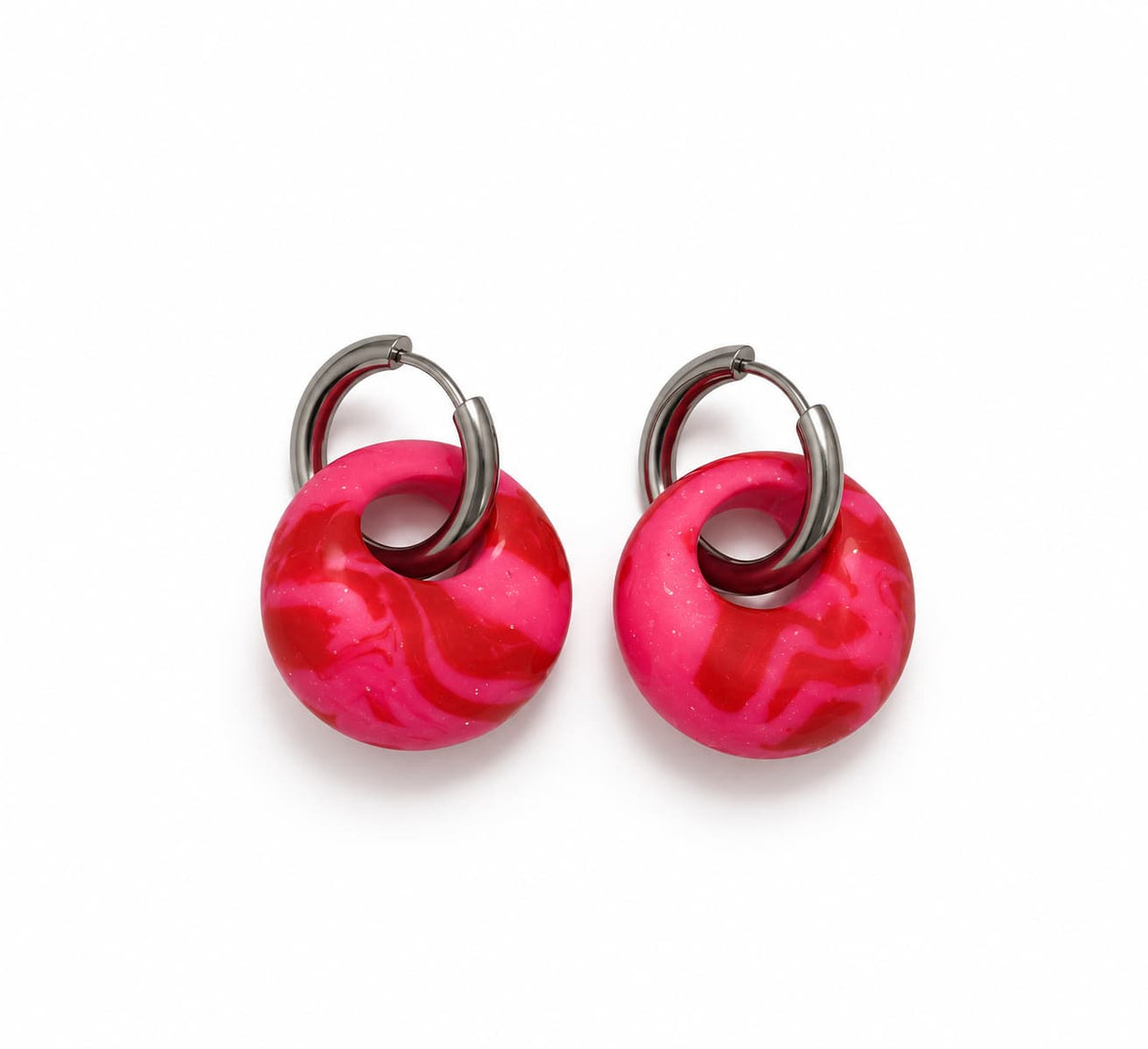 Pink & Red Hoop Earrings