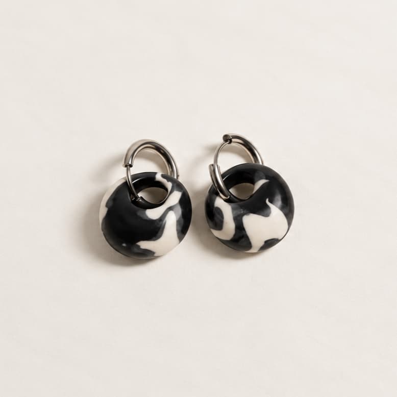 Black & White Hoop Earrings