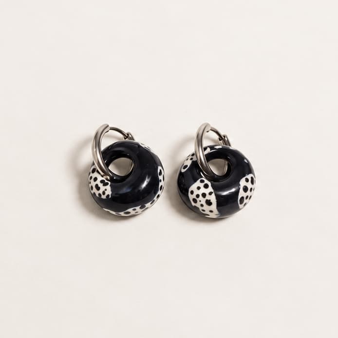 Black Polka-dots Hoop Earrings