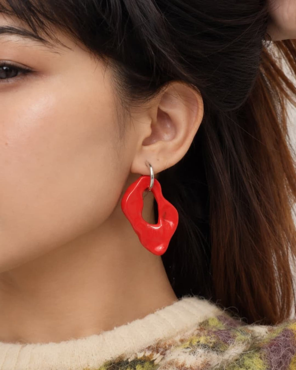 Red Loop Earrings