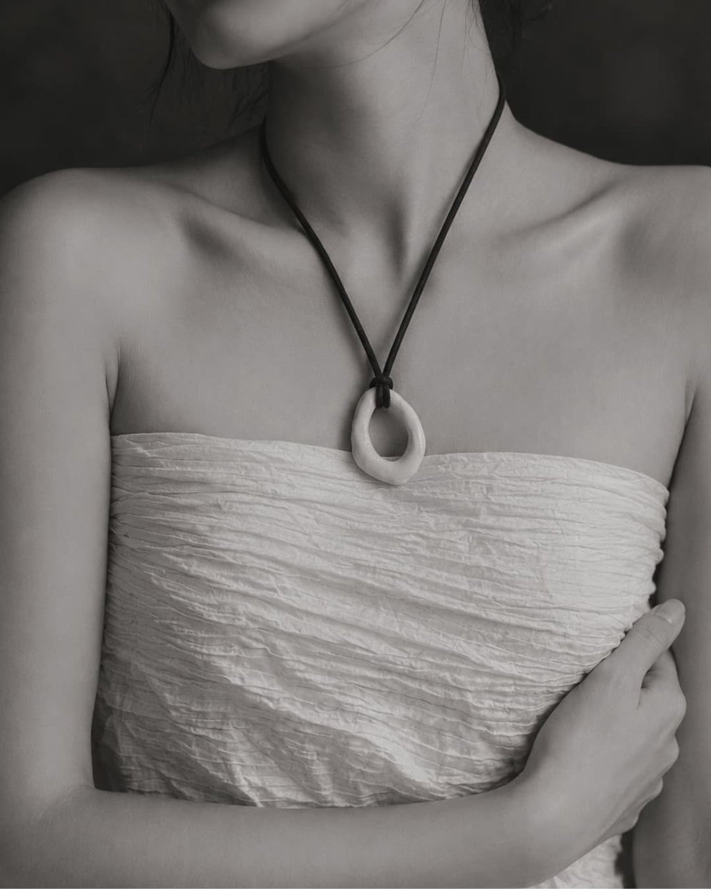 White Hoop Pendant