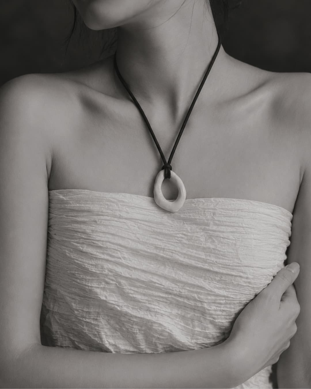 White Hoop Pendant