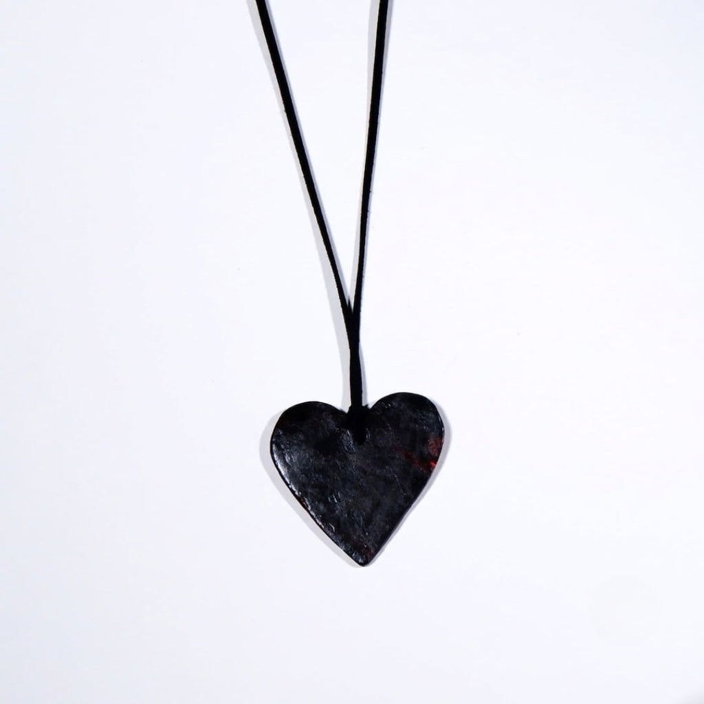 Black Mesh Heart Pendant