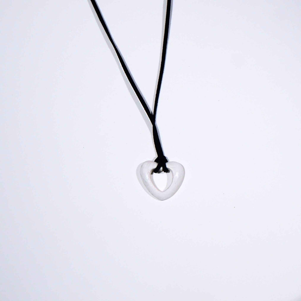 White Hollow Heart Pendant