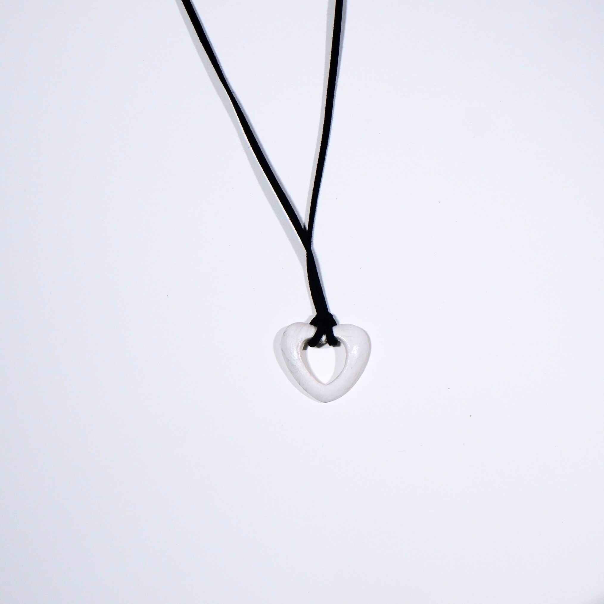 White Hollow Heart Pendant