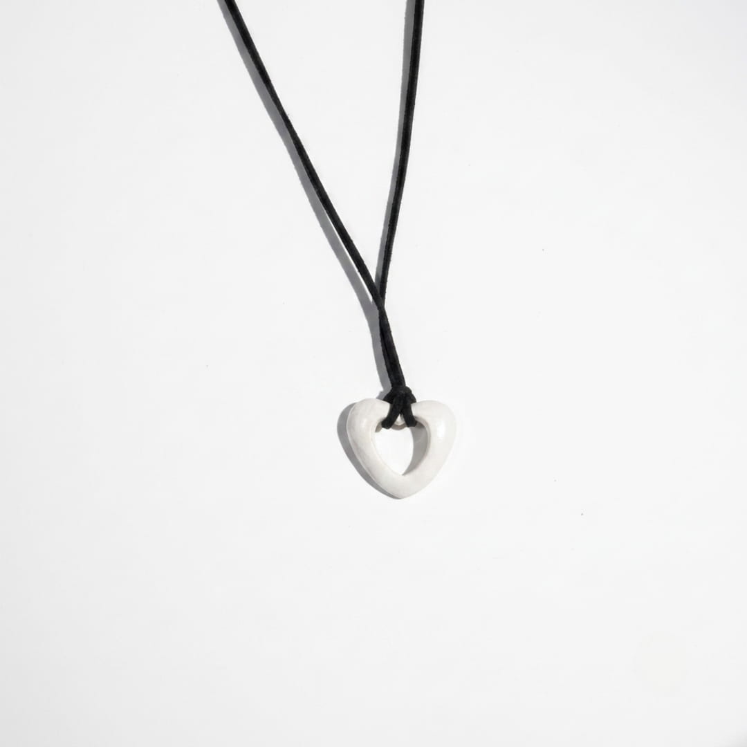 White Hollow Heart Pendant