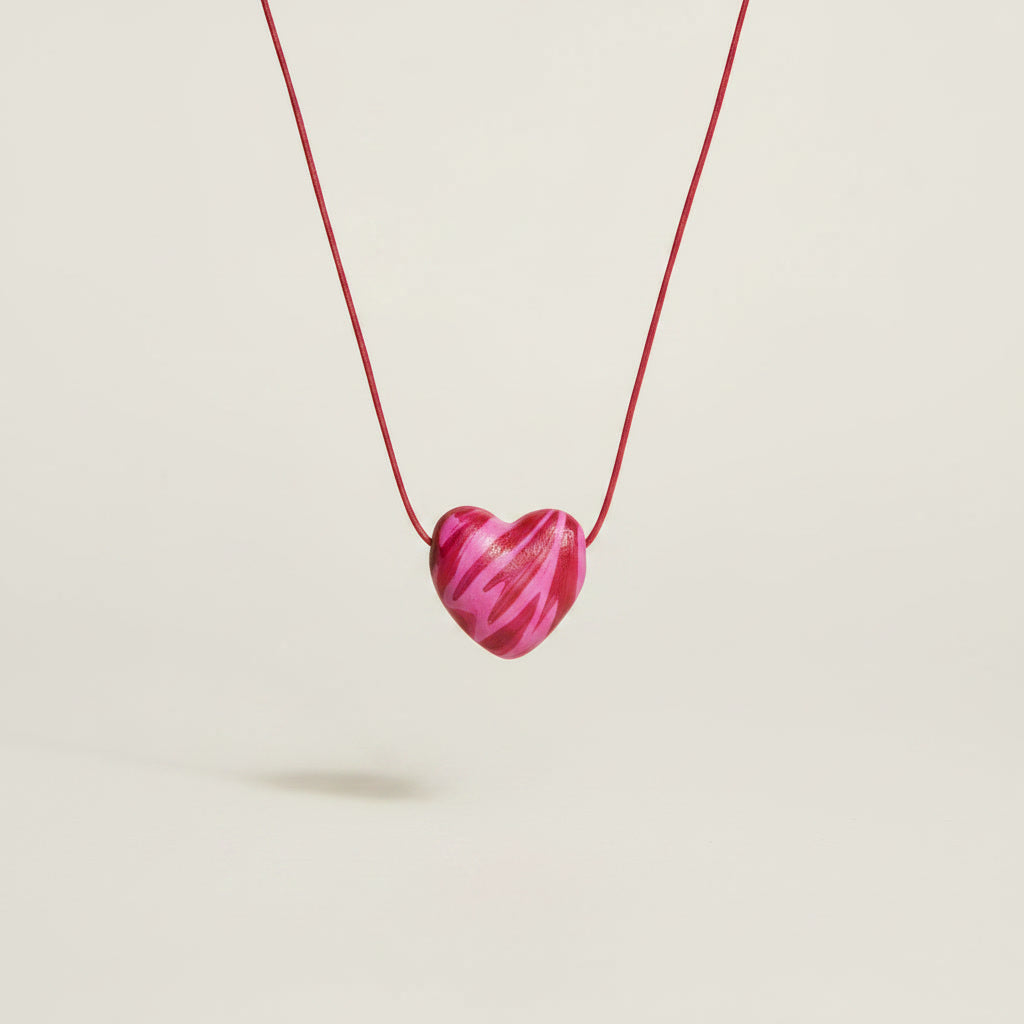 Pink Zebra heart pendant