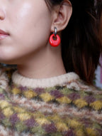 Red Mini Hoop Earrings